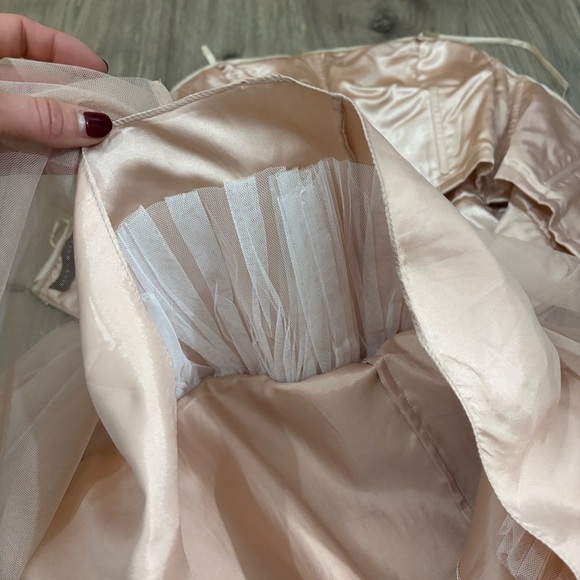 AIDAN MATTOX Sz 6 Blush Beaded Top Tulle Party Prom Pageant Dress Sparkle Short - Picture 13 of 16